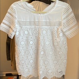 Loft white crochet blouse